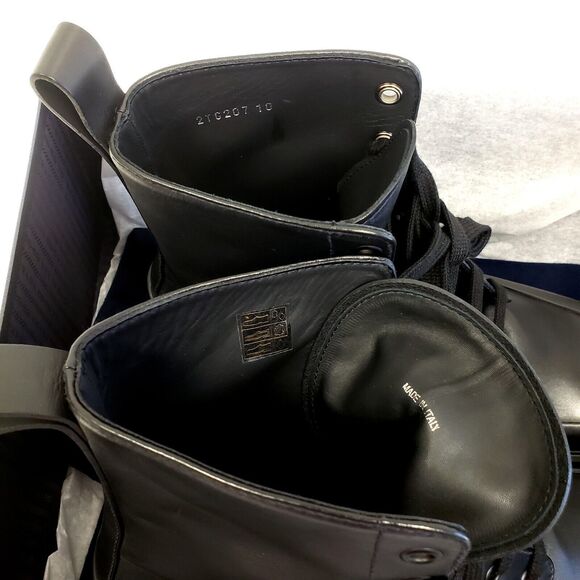 Prada Mens Monolith Lug Sole Leather Combat Ankle Boots Black Size UK 10 / US 11 - Picture 5 of 6